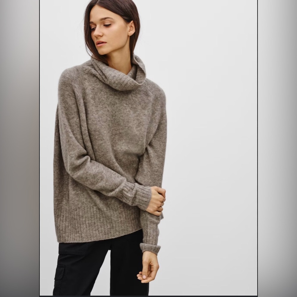 Aritzia Babaton Taupe Cowl Neck Sweater
